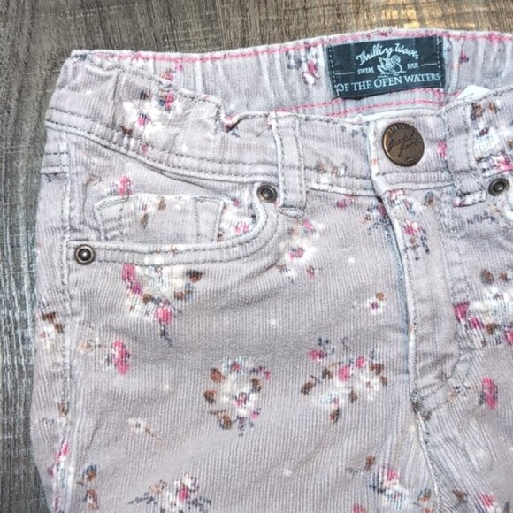 3/$20 H&M L.O.G.G. Floral Corduroy Pants Girls 5 6 Back To School Adjustable - Picture 4 of 11